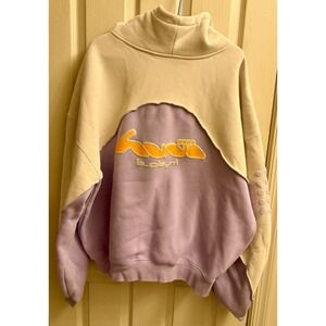 HUNi HOODiE BY MONA THOMAS COZY WAVE FLEECE Men's 2XL Purple & Cream NWOT